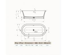 Baignoire ovale Classic 180cm en solid surface Classic - Or