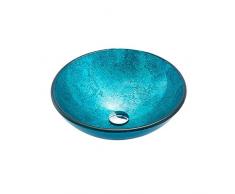 Lavabo Vasque en Verre Trempé Bleu Ciel Installation De Comptoir Ronde Lavabo Vasque À Poser Salle De Bain,Single Sink