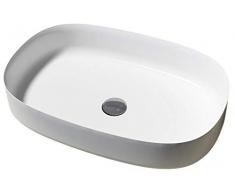 Lavabo/vasque en fonte minérale, ovale à poser PB2123-60x40x13 cm