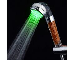 Hiroo Illuminer 7 Couleurs Commutation Automatique Lumineux Pommeau De Douche De Filtration Buse Replacement pour Salle De Bain Colorée Filtres Colorés Se Baigner Belle Cascade
