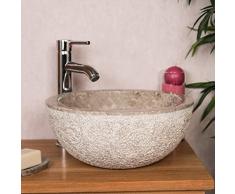 wanda collection Lave Mains en marbre à Poser Stromboli Gris Taupe 35cm