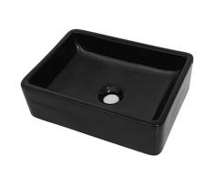vidaXL Lavabo Céramique Rectangulaire Noir Vasque Salle de Bain Toilette