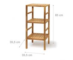 Relaxdays Ãtagère de salle de bain Rangement en bois de noyer 3 niveaux étagères Déco style scandinave cuisine couloir sauna, marron