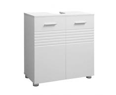 VASAGLE Meuble sous Lavabo, Armoire à Double Porte sur Pied, Meuble de Rangement, Armoire avec Étagère réglable, Charnière à Tampon, Pieds Ajustables, 60 x 30 x 63 cm, Blanc BBK01WT