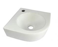 W030 Lavabo dangle en céramique Blanc à suspendre ou à poser au mur ovale 30 cm