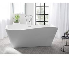 Beliani Baignoire Autoportante Blanche Moderne de Forme Ovale Capacité de 250 litres