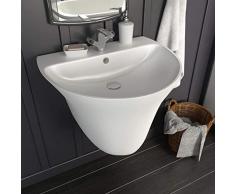 Festnight Lavabo Salle de Bain a Poser Vasque à Poser de Salle de Bain Lavabo Mural céramique Blanc 560 x 480 x 420 mm