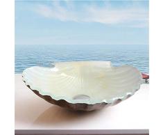 SLTWX Lavabo de la Salle de Bain, vasques de Salle de Bain en Verre trempé Art Coquilles Saint-Jacques en Fonte Chaude au-Dessus du comptoir (T12 * ¦Õ 450 * H120mm),Singlebasin