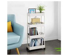 YOOKEA Chariot de Service à 4 Niveaux, Chariot à roulettes Rangement, Desserte Chariot pour Salon, Salle de Bain, Bureau, Blanc