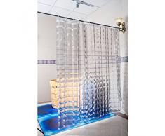 Duschy Rideau de douche 3D Transparent Carrés 180 x 200 cm