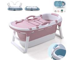 KQBAM Baignoire Pliante, Baignoire Adulte Épaisse Et Durable Portable avec Fente pour Carte De Douche, Baignoire Mobile avec Isolation De Couvercle Multifonction Adaptée Aux Familles, Rose, Rose