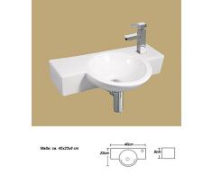 warenplus 1x Vasque dangle Suspendu Vasque à Poser en Céramique Lavabo Salle de Bain Lavabo Vasque Ovale Blanc Petit 40cmL 23cmB WPF042