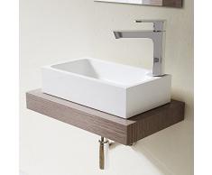 Lavabo vasque à poser évier fonte minérale Colossum 101, rectangulaire, blanc Larg 46 cm, prof 26 cm, haut 11 cm