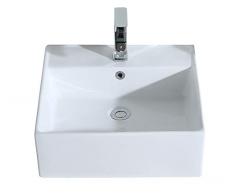 Eridanus Série Penn, Vasque à Poser Carrée Lavabo Suspendu Mural Salle de Bain en Céramique Lave-Mains L47*L46,5*H16cm