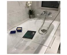 AnnYGJ Support De Plateau De Baignoire, Étagère Acrylique Séparation Baignoire avec Verre À Vin Portable Support Téléphone Portable Douche Conception IPad, Approprié À Salle Bains Dhôtel À Maison