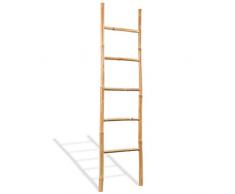 vidaXL Échelle à Serviettes 5 Échelons Bambou Porte-serviettes Support Douche