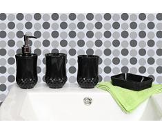 Premier Housewares 1601509 Cristallo Set de 4 Accessoires de Salle de Bain Plastique Noir