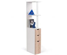 IDMarket - Meuble WC étagère bois 3 portes coloris hêtre gain de place pour toilettes