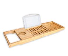 BRUMA #1 Pont de Baignoire Luxueux en Bambou - Extensible Plateau de Bain en Bois de Bambou - Étagère pour la Baignoire Serviteur de Baignoire - Garantie DE Remplacement de 2 Ans