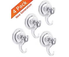 Quntis Lot de 4 Crochet Ventouse【70mm PUISSANTE Version】 Crochet Mural de Salle de Bain Porte Plaque Serviette Couronne Peignoir Manteau Torchon, Accessorie de Cuisine/Bureau, Plastique Transparent