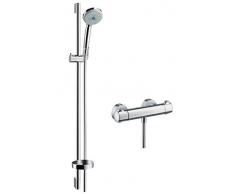 Hansgrohe 27085000 Ensemble de douche Combi Colonne Croma 100 + Mitigeur thermostatique Multi Ecostat 1001 SL