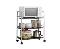 3 Niveaux Service Chariot,Desserte Cuisine,Métal Desserte à roulettes,Mobile Chariot de Rangement pour Salle de Bain Chambre Bureau a