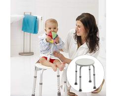 DHOUTDOORS Tabouret de Douche Réglable Siège de Tabouret Rond pour Salle de Bains Baignoire pour Personnes Agées
