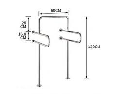 GHH Barre d'appui pour Salle de Bain, WC Toilettes Sécurité Urinoir Mural Anti-dérapant pour urinoir Accoudoirs en Acier Inoxydable (Color : Silver, Size : 60 * 120 * 55CM)