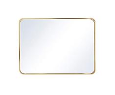 KUWD Miroir Rectangulaire pour Salle De Bain,Miroir De Courtoisie avec Cadre en Aluminium,Panneau en Verre Flottant à Dos Argenté De Qualité SupéRieure, Meuble-Lavabo,Convient pour Chambre à Coucher