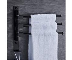 Kitrack Porte-Serviettes Mural pour Porte De Salle De Bain Multiple Acier Inoxydable 304 Noir