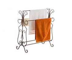 CLP Porte-Serviettes sur Pied Oskar en Fer I Accroche Serviette Salle de Bain 3 Barres I Sèche Serviettes Porte-vetêment Debout I Rangement Salle de Bain Design Vintage - Couleur: Marron Antique
