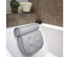 Essort Coussin de Bain, Oreiller de Bain avec Ventouses, Ergonomique Home Appui-Tête Oreiller pour Baignoire de Oreiller Spa, Jacuzzi, Bain à Remous, Accueil Spa, Gris (38 x 36 x 8.5cm)
