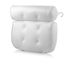 Weryffe Épaissir loreiller de spa pour la baignoire avec des ventouses Coussin de bain très doux pour la tête, le dos, les épaules et le cou