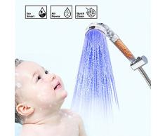 Oummit Douchette led de salle de bain Pomme de Douche Lumineuse contrôlée par la température,économise de l’eau et de l’énergie.【Grande Taille】