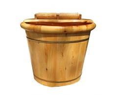 RUYII Grande Baignoire Spa avec Pied en Forme De Seau en Bois (40 Cm) avec Couvercle,C