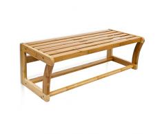 Relaxdays 10014070 Étagère Porte-serviettes en bambou H x l x P : 20 x 60 x 26 cm murale de salle de bain avec barre pour serviettes ou vêtements et surface de rangement en bois toilettes, nature