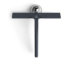 GÜTEWERK Raclette de Douche Inclus Support Ventouse - raclette de vitre pour Salle de Bain - Silicone Noire INOX raclettes vitres avec Crochet Accessoires pour douches Accessoire Salle de Bains 28cm