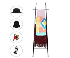 M-TOP Support Serviettes sur Pied Salle de Bain, Échelle Porte-Serviettes avec 6 Barres, Echelle Salle de Bain Porte-Serviettes Acier Inoxydable, Porte Serviette sur Pied sans Perçageblack