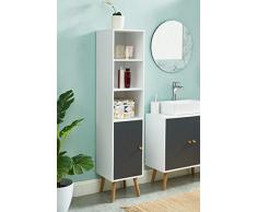 BAITA Max Colonne de Rangement Salle de Bain, Blanc et Gris, 30x29,5x139cm