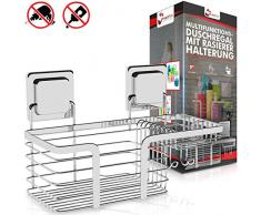 Serviteur de douche sans perçage du acier inoxydable | étagère antidérapant de salle de bain | polyvalente panier avec autocollants magiques | rangement pas de forage (rayon multifonctions)