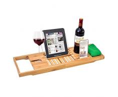 RoseFlower Pont de Baignoire Luxueux en Bambou avec Support pour Vin, Téléphone, Tablette et Porte-Verre - Universel Plateau de Bain est idéal pour Vous détendre tranquillement Pendant Votre Bain #3