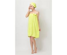 MIWANG La Fibre de Bambou Couleur Unie Baignoire Robe, Belle Belle Poitrine Jupe oint Baignoire kit, Pro-Peau Lisse,80 * 135cm, Jaune