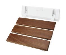 PrimeMatik - Siège de Douche Rabattable. Chaise Pliant en Bois Tropical et Aluminium 320x328mm
