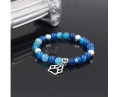 LEIGAGA 8MM Œil de Tigre, Flocon, Marbre, Pierre de Lave Pierre Main de Chatte Charme Charm Pendentif Stretch Perle Bracelet Bracelet pour Femmes Hommes Pet Bijoux Conception 3