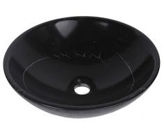 Vasque à poser en pierre naturelle noir en marbre rond lavabo évier salle de bains cercle. 30cm de diamètre x 11cm de profondeur (B0047 nw)