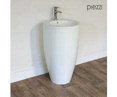Piezzi Vasque sur Pied, Totem Rond en céramique Blanche - Oréa