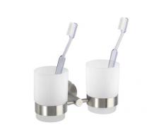 Wenko 19638100 Porte Verre à Dents Duo Bosio Acier Inox
