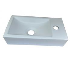 warenplus 1 Vasque dangle Suspendu Vasque à Poser en Céramique Lavabo Salle de Bain Lavabo Vasque Ovale Blanc Petit 36 * 18