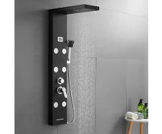 Auralum Colonne de douche hydromassante Panneau de douche 6 jets de massage 4 modes de douche Ensemble de Douche en Acier Inox avec écran Affichage LCD