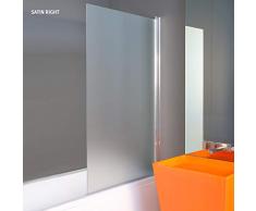 Glass Expert | Pare baignoire rabattable/SATIN / 140 x 80 cm/Droit/Paroi de baignoire pliante/Paroi de douche